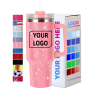40oz Adventure Glitter Stainless Steel Vacuum Tumbler with Rhinestone Bling Handle New Release Mugs for Coffee Lover