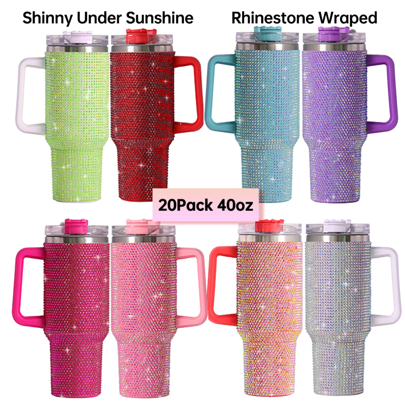 40oz Adventure Glitter Stainless Steel Vacuum Tumbler with Rhinestone Bling Handle New Release Mugs for Coffee Lover