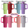 40oz Adventure Glitter Stainless Steel Vacuum Tumbler with Rhinestone Bling Handle New Release Mugs for Coffee Lover
