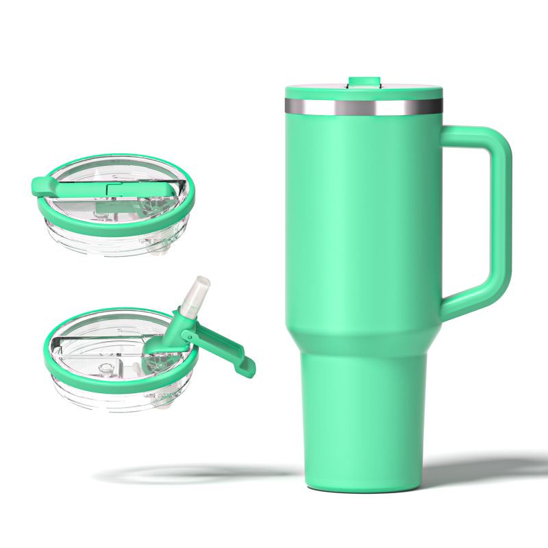 YEDI 40oz Patented Water Bottle with Handle & Flip Straw Leak Resistant Tumbler Reusable Insulated Stainless Steel & Rubber Base