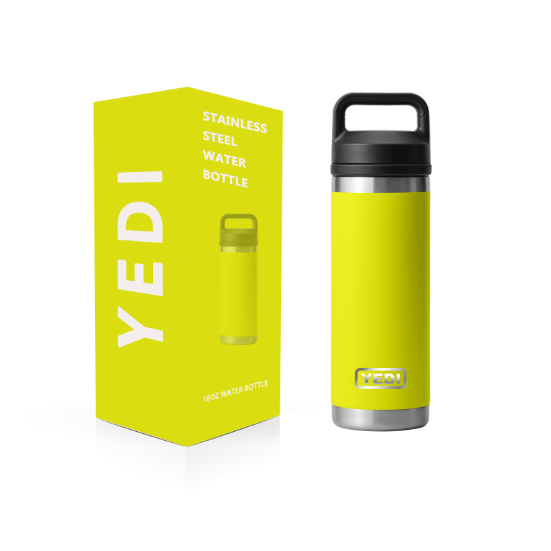 YEDI 18oz Stainless Steel Thermos Big Wave Blue Custom Laser Logo Hot Insulated Water Bottle Double Wall for Sports or Camping