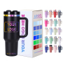 New 40oz Black Chroma Tumbler With Handle and Straw Stainless Steel Travel Mug Powder Coated Rainbow Plated Tumbler