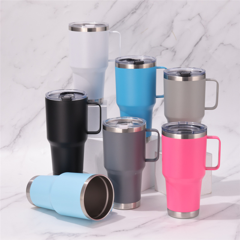 20oz 30oz Custom Logo Travel Thermal Mug Insulated Vacuum Flask Thermos Handle Designer Tumbler for Outdoor Camping Water