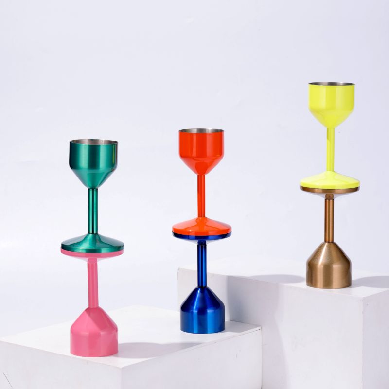 Customizable Logo 50ml Single Wall Stainless Steel Wine Tumbler Set Goblet Wine Glasses with Spray Painting in Custom Colors