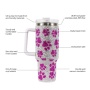 YEDI Glow in Dark Cow Printing Rhinestone Bling studded Mugs 40oz Tumblers 40 Ounce Glitter Tumbler with Lid and Straw