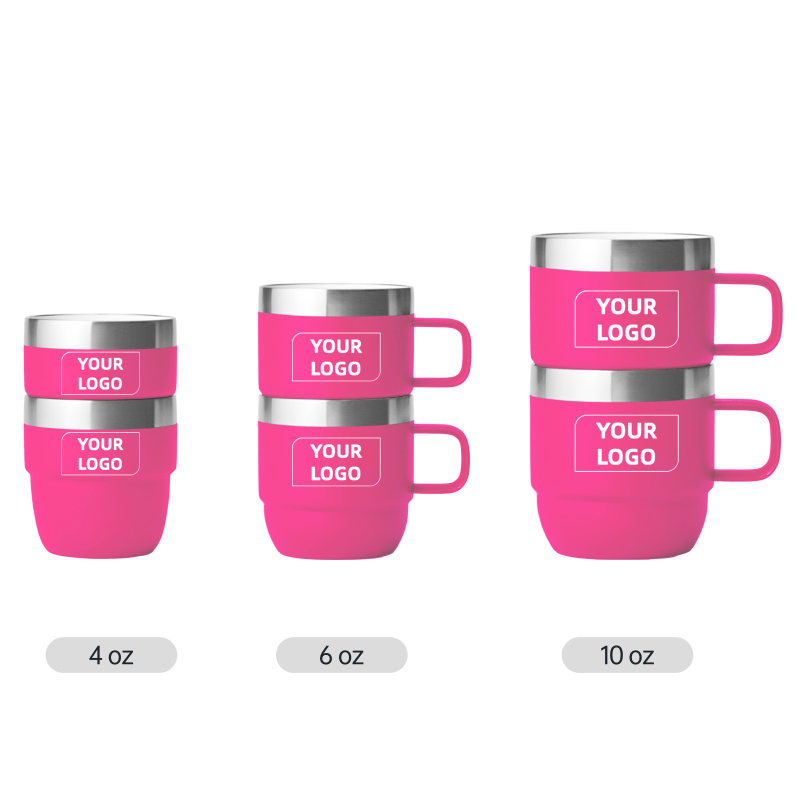 Custom 6 oz Insulated Mini Tumbler Cup with Ceramic Lining Stackable Coffee Mug and Printed Handle 6 oz Thermal Coffee Mug