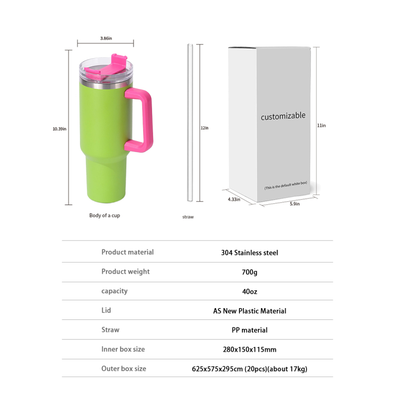 40 oz H1.0 Flowstat Handle Stainless Steel Tumbler New Style Travel Mugs Reusable Vacuum Flasks & Thermoses American Style Mugs