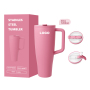 100% Leakproof 40oz Stainless Steel Tumbler Hot Pink with Handle and Straw BPA-Free Friendly Base Insulated for Presents