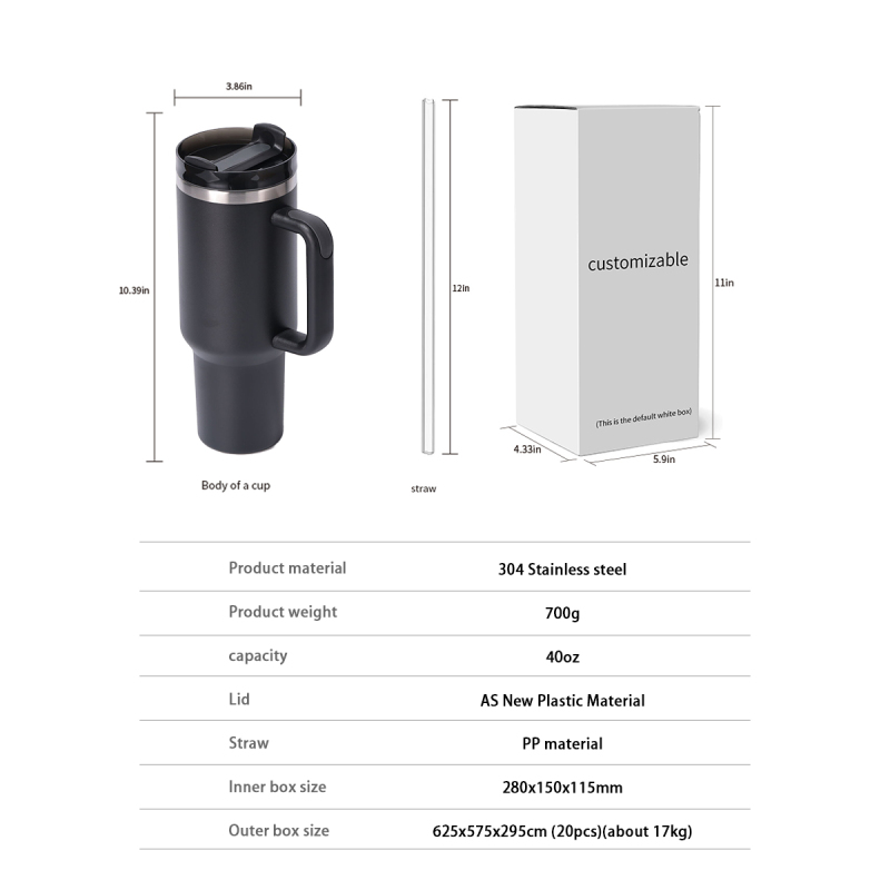 Cup 40oz with Handle  Insulated Water Bottle Stainless Steel Vacuum Car Cups Reusable Tumbler Most Popular  Travel Car Mugs