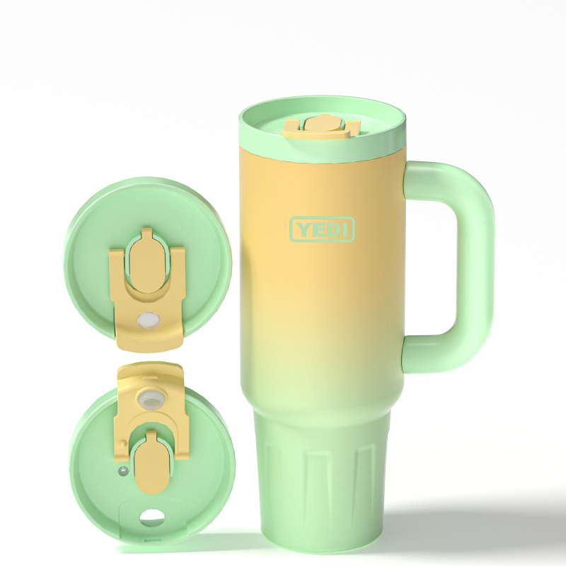 YEDI Custom logo 40 oz Leak Adventure Stainless Steel Double Wall Vacuum Metal Cup Travel Coffee Mug 40oz Tumbler with Handle