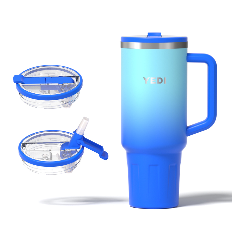 Yedi Custom Logo Corporate Gifts Stainless Steel Vacuum Insulated Metal Cup Travel Mug Coffee Teal Mugs 40oz Tumbler With Handle