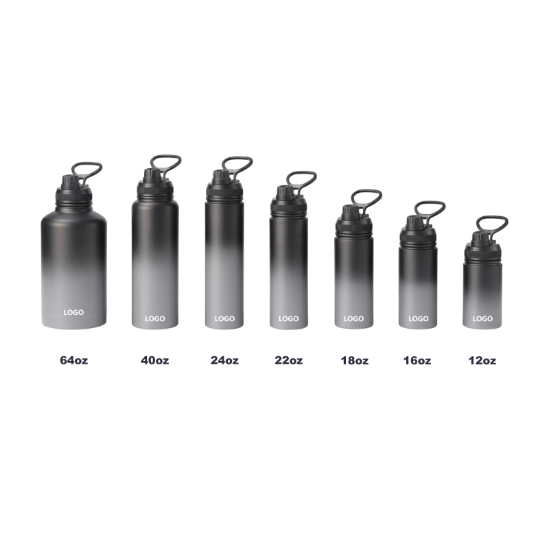 Customized Logo 24oz 32oz 64oz 128oz 1l 1000ml  Double Walled Water Bottle 18/8 Stainless Steel Metal Water Bottle with Straw