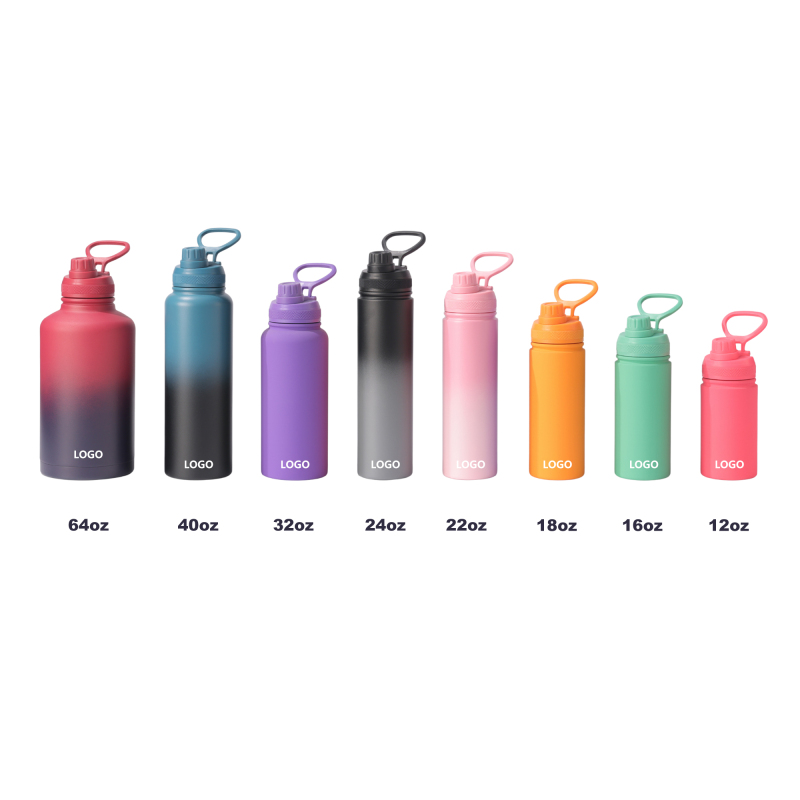 Customized Logo 24oz 32oz 64oz 128oz 1l 1000ml  Double Walled Water Bottle 18/8 Stainless Steel Metal Water Bottle with Straw