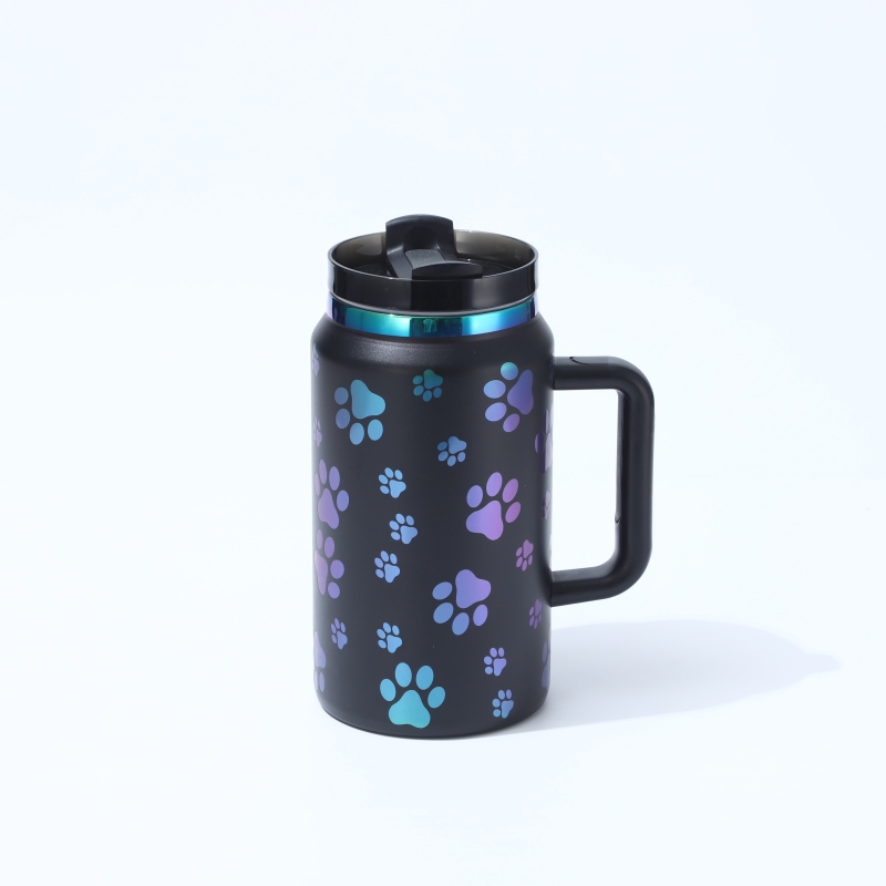 YEDI 64oz Stainless Steel Tumbler with Handle & Straw BPA-Free Insulated Cup for Travel & Sports Customizable Logo
