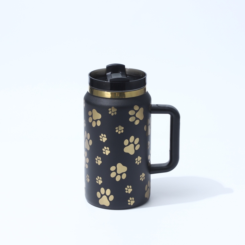 YEDI 64oz Stainless Steel Tumbler with Handle & Straw BPA-Free Insulated Cup for Travel & Sports Customizable Logo
