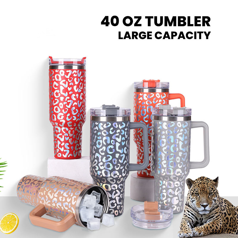 YEDI 40oz Stainless Steel Insulated Tumbler with Handle Straw Customizable Logo Reusable Water Bottle Coffee Mug for Travel