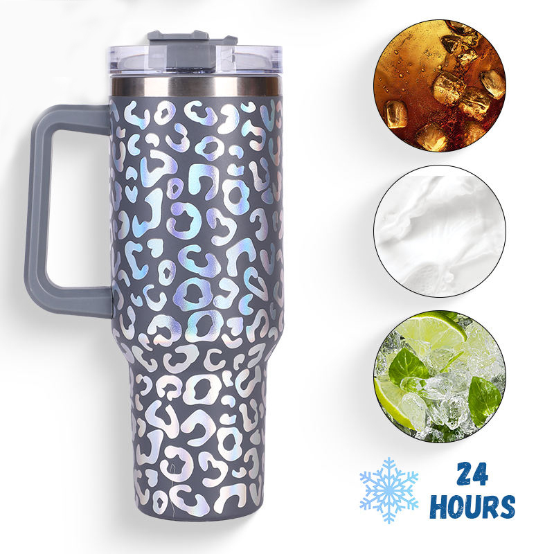 YEDI 40oz Stainless Steel Insulated Tumbler with Handle Straw Customizable Logo Reusable Water Bottle Coffee Mug for Travel