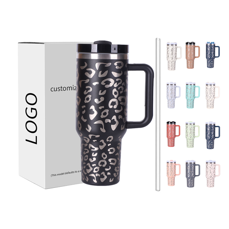 YEDI 40oz Stainless Steel Insulated Tumbler with Handle Straw Customizable Logo Reusable Water Bottle Coffee Mug for Travel