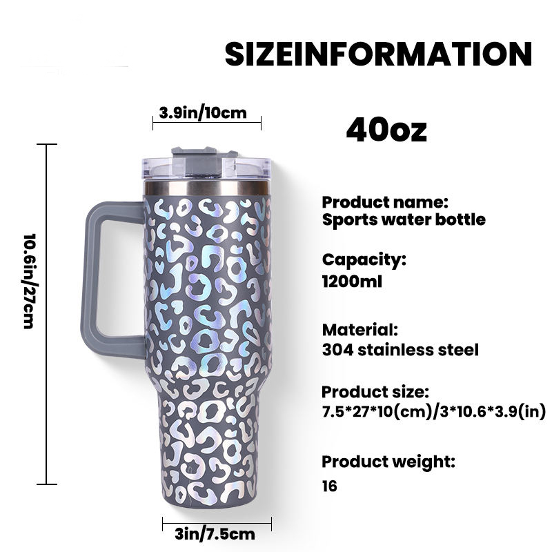 YEDI 40oz Stainless Steel Insulated Tumbler with Handle Straw Customizable Logo Reusable Water Bottle Coffee Mug for Travel