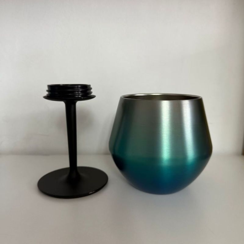 2025 New Design Custom 14oz Drinking Champagne Goblet Wine Glasses Cup Removable Stainless Steel Wine Tumbler