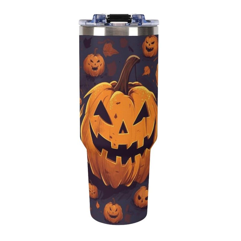 YEDI 40oz Insulated Water Tumbler Halloween 304 Stainless Steel Double Wall with Handle and 2-in-1 Lid Customizable Logo