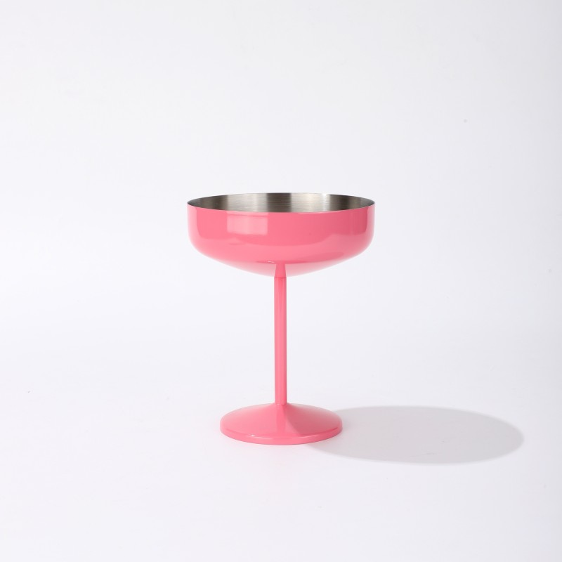 OEM 300ml Double Wall Insulated Stainless Steel Cocktail Tumbler Wine Glasses Insulated Martini Glasses for Bar Use