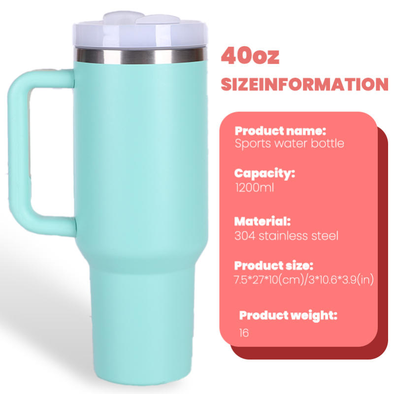 Most Popular 40oz  H2.0 Tumbler Colors Double Wall Vacuum Tumbler with Handle and Straw Reusable Stainless Steel M