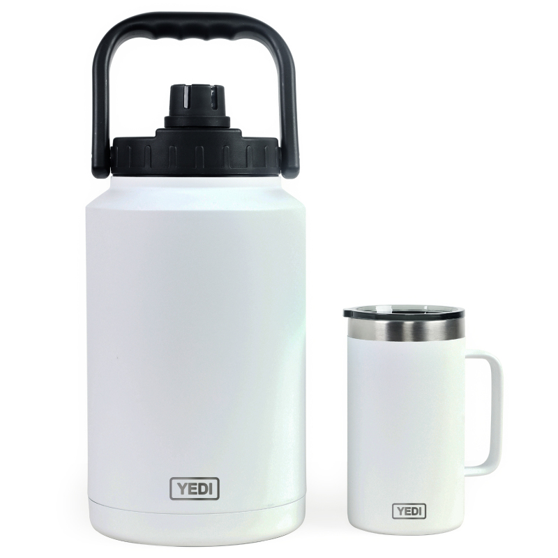 YEDI ONE GALLON JUG White Vacuum Flask Bottle with Handgrip for Camping