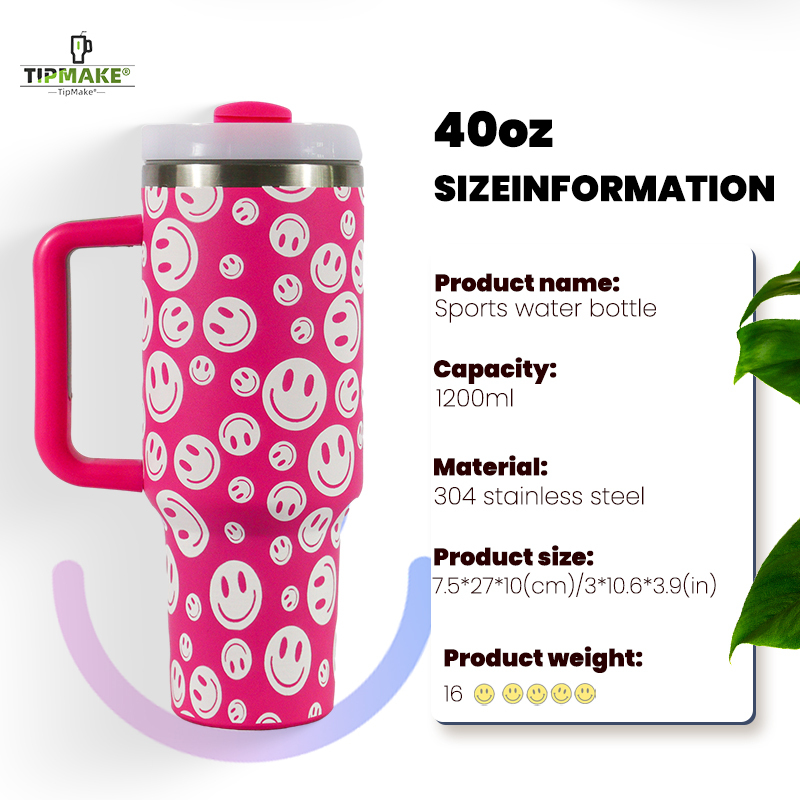 YEDI 40oz Stainless Steel Car Cup with Handle Adventure Travel Mug with Straw Customizable Logo