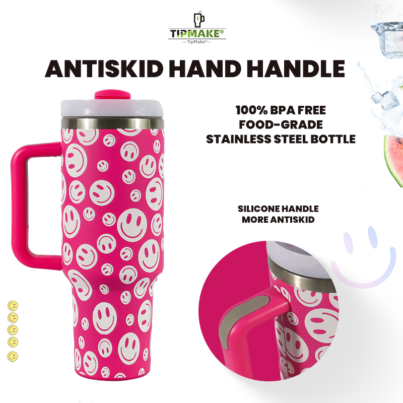 YEDI 40oz Stainless Steel Car Cup with Handle Adventure Travel Mug with Straw Customizable Logo
