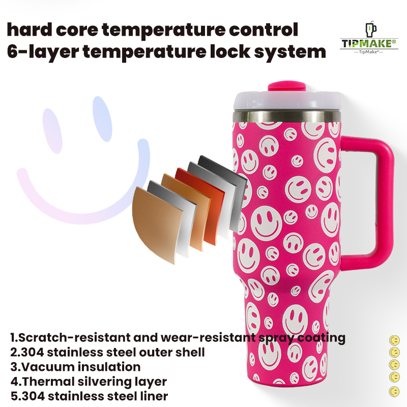 YEDI 40oz Stainless Steel Car Cup with Handle Adventure Travel Mug with Straw Customizable Logo