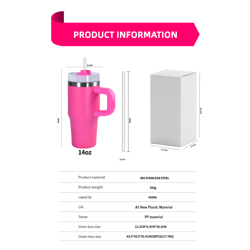 YEDI Argentina Black Blue Pink White Stripe 40oz Stainless Steel Tumblers with Lid and Removable Handle Coffee Travel Mug