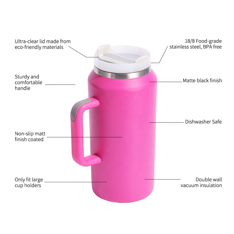 YEDI 50oz 64oz Stainless Steel Vacuum Insulated Tumbler with Lid and Straw for Water Iced Tea or Coffee