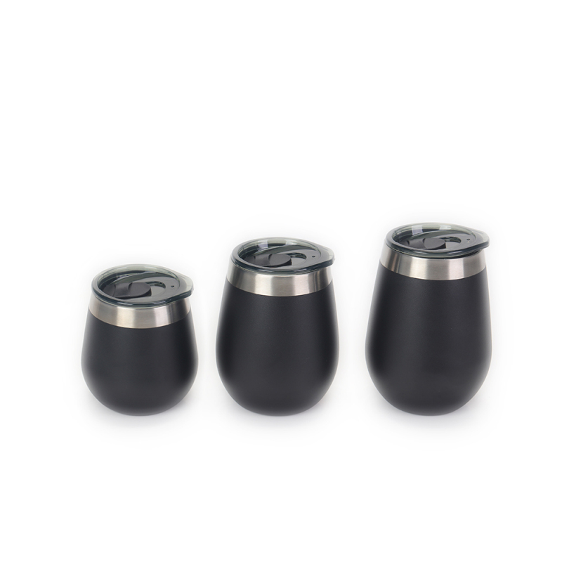 YEDE 12oz 18/8 Stainless Steel Double-Wall Wine Tumbler for Mugs with Durable Silicone Base and Convenient Slider Lid