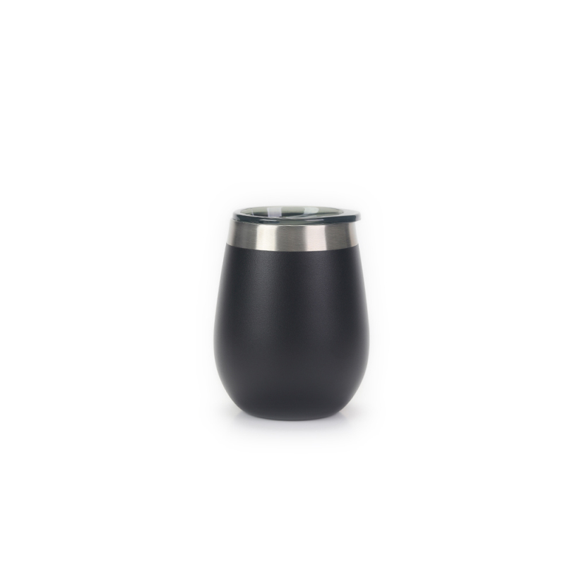 YEDE 12oz 18/8 Stainless Steel Double-Wall Wine Tumbler for Mugs with Durable Silicone Base and Convenient Slider Lid