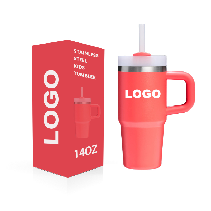 14oz Stainless Steel Kids Tumbler with Handle and Straw Minimalist On-The-Go Vacuum Insulated Design for Camping