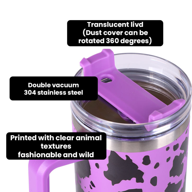 YEDI Logo New 40oz Car Cup with Handle Stainless Steel Travel Adventure Mug With Straw