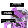 YEDI Logo New 40oz Car Cup with Handle Stainless Steel Travel Adventure Mug With Straw