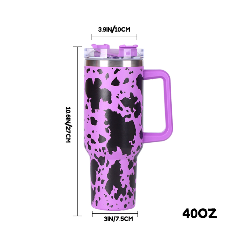 YEDI Logo New 40oz Car Cup with Handle Stainless Steel Travel Adventure Mug With Straw