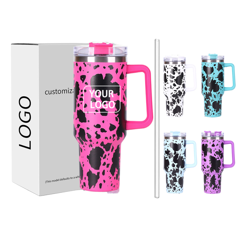 YEDI Logo New 40oz Car Cup with Handle Stainless Steel Travel Adventure Mug With Straw