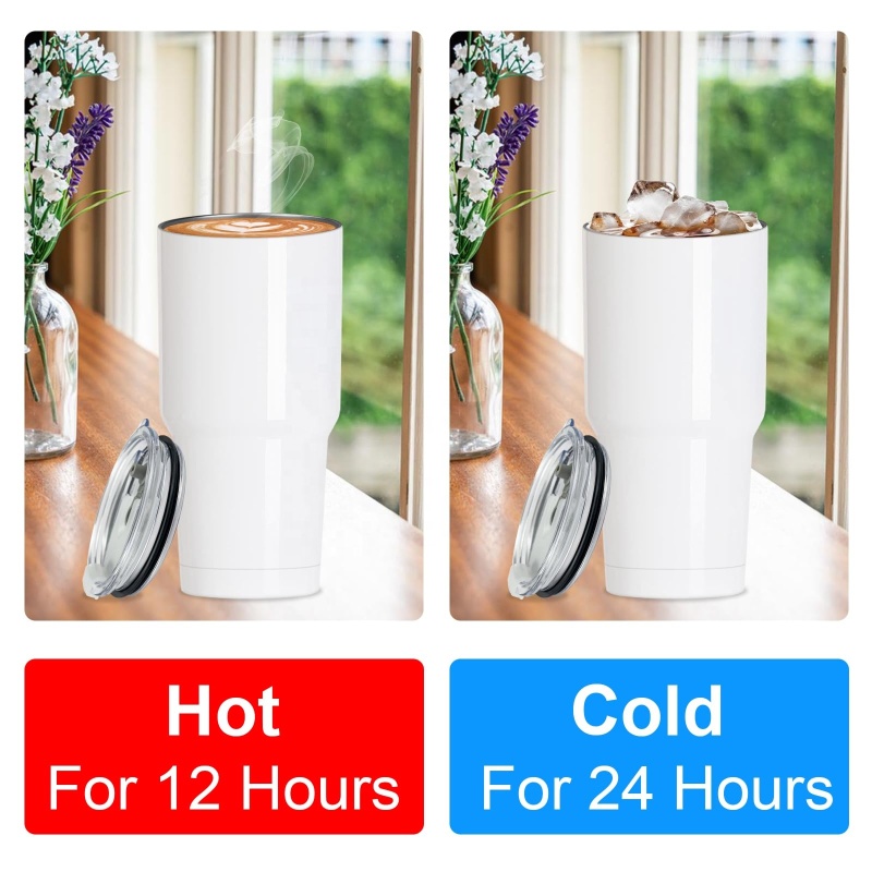 30oz Sublimation Tumbler Stainless Steel Coffee Mugs Double Wall Vacuum Insulated  Splash Proof Lids Travel Cups for DIY Gift