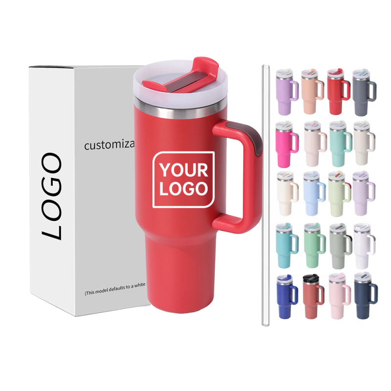 YEDI New Arrivals Custom Logo 40 OZ Powder Coated Beer Mug Thermal Travel Tumblers Stainless Steel 40oz Tumbler With Handle