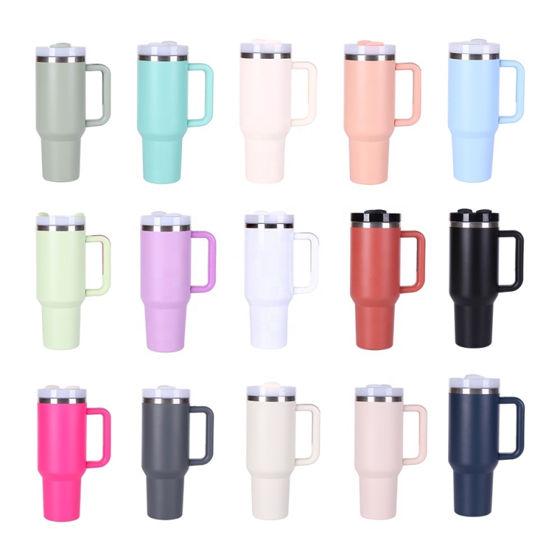 YEDI New Arrivals Custom Logo 40 OZ Powder Coated Beer Mug Thermal Travel Tumblers Stainless Steel 40oz Tumbler With Handle
