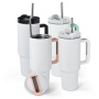 40oz Sublimation White Tumbler with Handle and Stainless Steel Straw Insulated Double Wall Vacuum Reusable Cups with  Lid