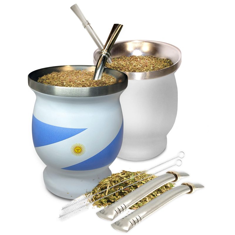 YEDI Norte Group Argentina Customizable Pattern 8oz Yerba Mate Tumbler Natural Gourd Tea Cup Set Stainless Steel Customizable