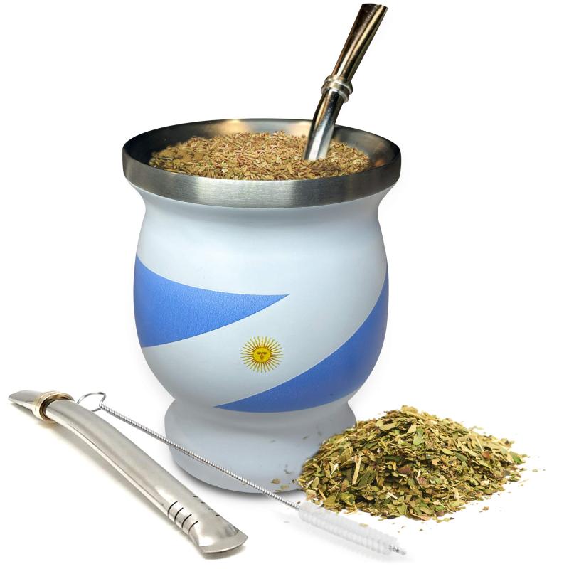 YEDI Norte Group Argentina Customizable Pattern 8oz Yerba Mate Tumbler Natural Gourd Tea Cup Set Stainless Steel Customizable
