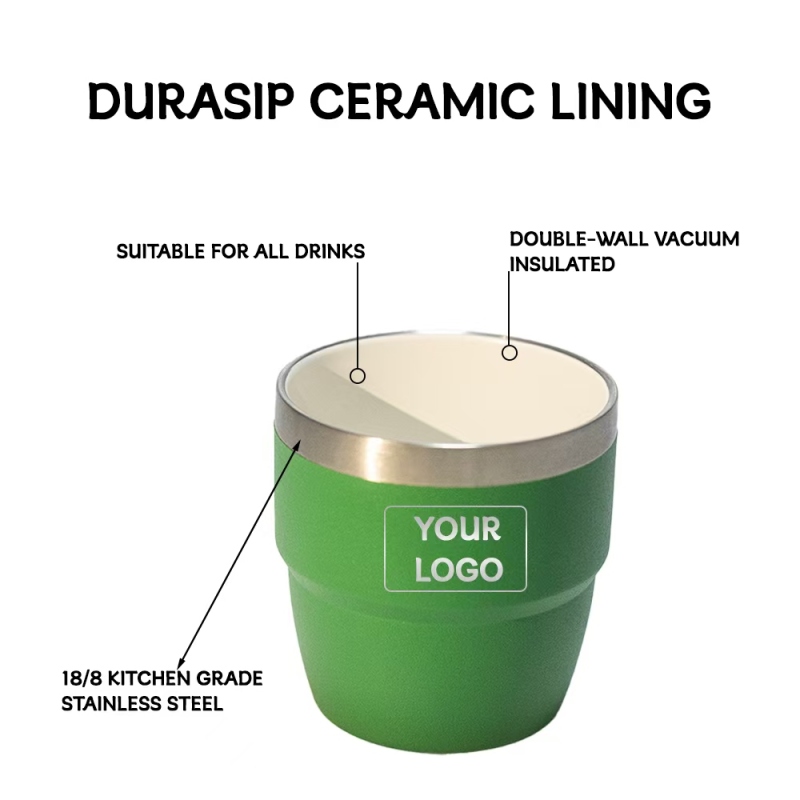 4oz Double Wall Vacuum Insulated Stainless Steel Stackable Coffee Mug Thermal Espresso Tumbler Cup with Durasip Ceramic Lining