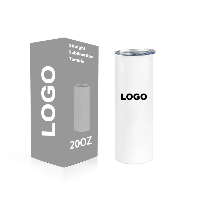 Stainless Steel Double Wall Insulated 20oz Sublimation Tumbler  White Straight Slim 20 oz Sublimation Tumbler Blanks With Straws