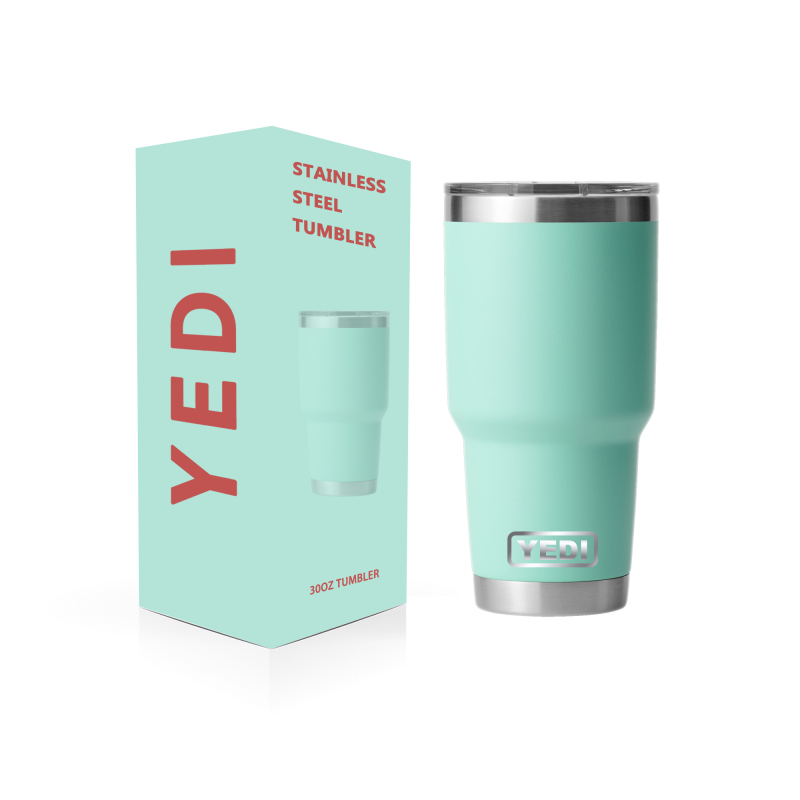 YEDI 30oz Big Wave Blue Double Wall Vacuum Insulated Travel Coffee Mug Tumbler Stainless Steel Tumbler Cup Mug