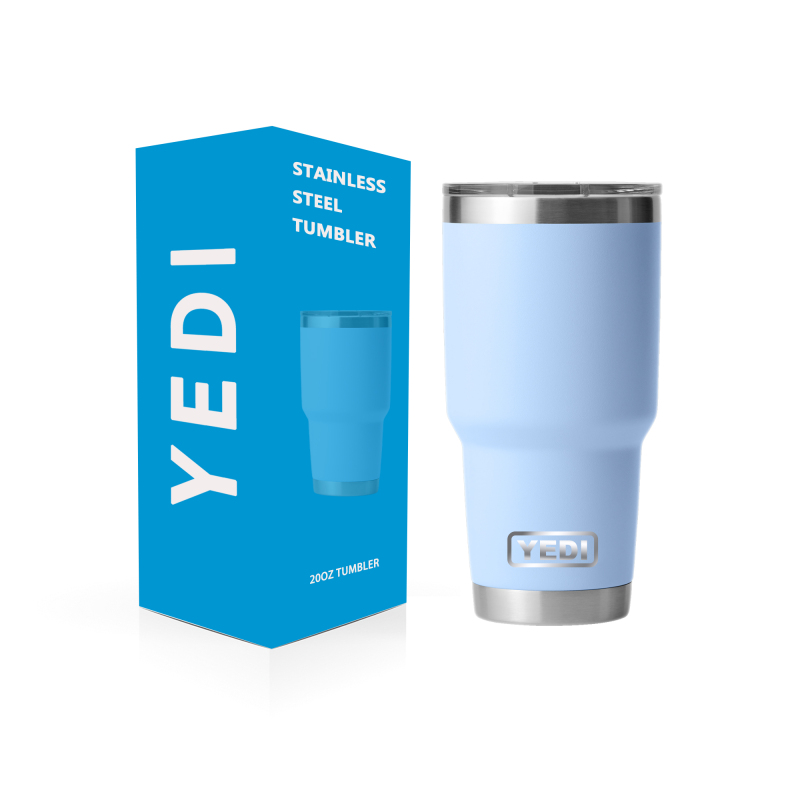 YEDI 30oz Big Wave Blue Double Wall Vacuum Insulated Travel Coffee Mug Tumbler Stainless Steel Tumbler Cup Mug